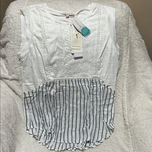 Skies Are Blue White and Blue Striped Blouse